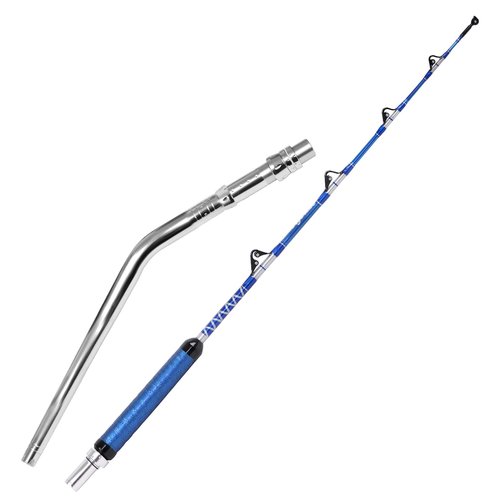Fiblink Bent Butt Fishing Rod 2-Piece Saltwater Offshore Trolling Rod (5'6"-50-80lbs Roller Guides)
