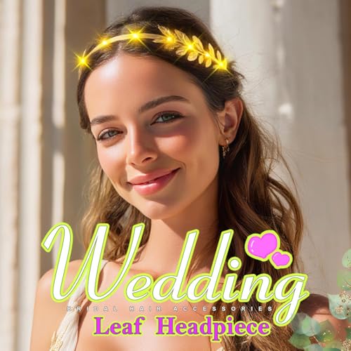 JEAIRTS Light Up Leaf Headband Gold Led Greek Goddess Hair Accessories for Women (A-1, Free Size)