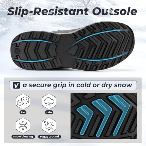 FitVille Mens Snow Boots Extra Wide Width Slip On Winter Boots Shoes Water Resistant Outdoor Warm Lined
