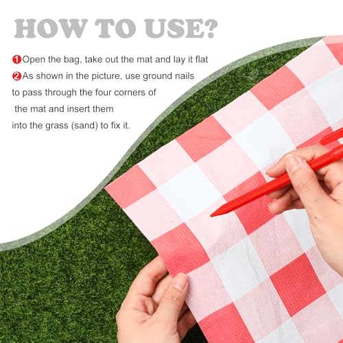HunnmingRe 6 Pcs Disposable Outdoor Picnic Blankets 70.9''x70.9'' Thicken Foldable Waterproof Picnic Mats Gingham Oil Proo...