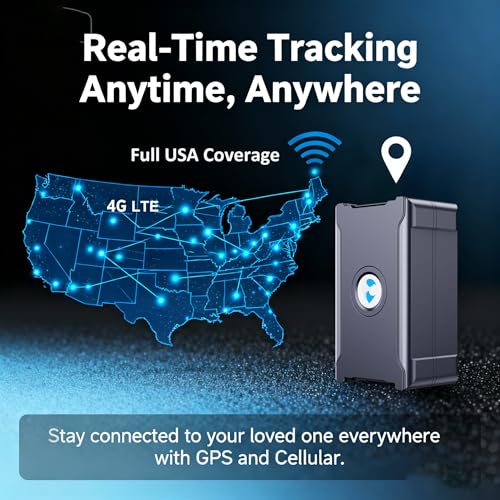GPS Tracker for Vehicles Cars Long Battery Life to 90 Days, Strong Magnet, Unlimited Range, Geo-Fence, 4G Real Time Car Tr...