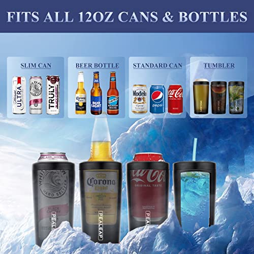 4 in 1 Insulated Slim Can Cooler for 12 OZ Cans and Beer Bottle - Keep 8 Hours Cold, Easy to Hold - Stainless Steel Can Ho...