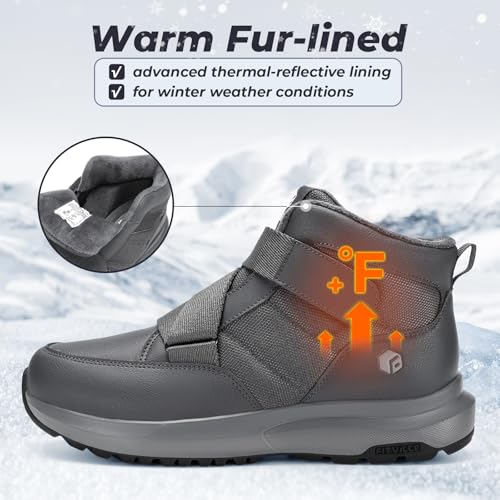 FitVille Mens Snow Boots Extra Wide Width Slip On Winter Boots Shoes Water Resistant Outdoor Warm Lined