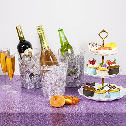 Tiawudi 12 Pack Plastic Ice Bucket For Parties, Gold Glitter Clear Wine Cooler for Wedding, Good as One Large Champagne Ch...