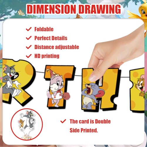 42pcs Tom and Jerrys Birthday Party Decoration include Napkins,Plates, for Tom and Jerrys Birthday party Supplies (yellow14)