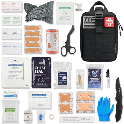 Heltrek Trauma Kit, Compact Tactical IFAK Emergency Survival First Aid Kits Hemostatic Combat Wound Care Molle Pouch with ...