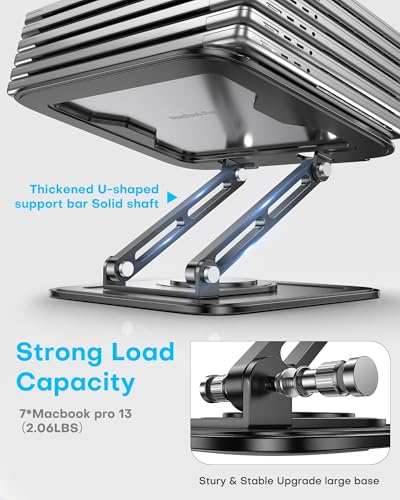 LOXP Adjustable Laptop Stand, Computer Stand with 360 Rotating Base, Ergonomic Laptop Riser Mount for Desk Foldable Protab...
