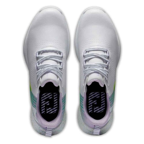 FootJoy Women's FJ Fuel Previous Season Style Golf Shoe, White/Green/Lilac, 7.5