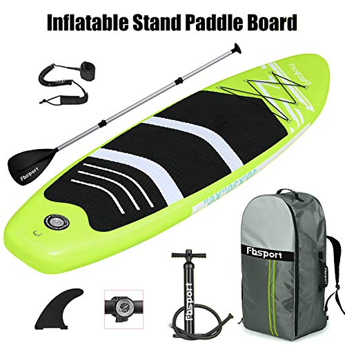 FBSPORT 10'6'' Premium Inflatable Stand Up Paddle Board, Yoga Board with Durable SUP Accessories & Carry Bag | Wide Stanc...