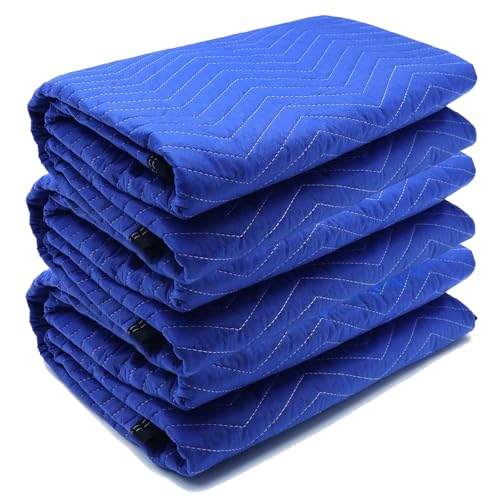 3 Pack Moving Blankets 40x72in Heavy Duty Padded Packing Blankets for Moving Shipping Protecting Furniture Professional Qu...