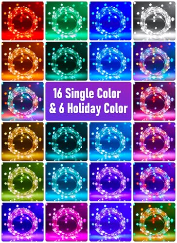 Minetom Fairy Lights Color Changing - 33FT 100 LED String Light with Remote, 16 Single Colors & 6 Holiday Colors,12 Modes,...