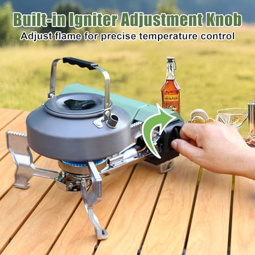 Hisencn Portable Camping Stove with Storage Bag | 8871 BTU/2600W High-Power Outdoor Gas Stove for Hiking, Picnic, RV Trips...