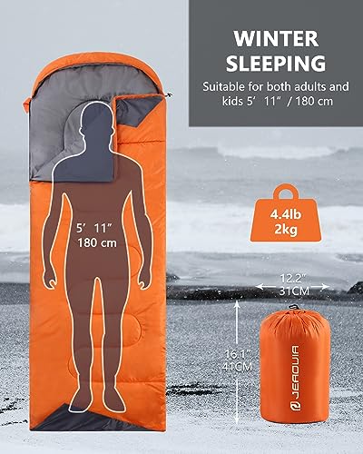 Sleeping Bags for Adults Cold Weather - 20 Degree Big&Tall Size Backpacking Lightweight Waterproof for Girls Boys Mens Tee...