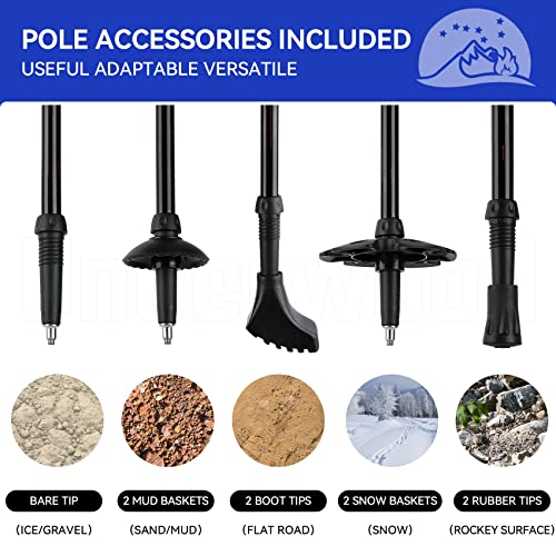 Trekking Poles Collapsible Hiking Poles - 2 Pack Adjustable Aluminum Hiking Sticks, Lightweight Walking Sticks for Women, ...