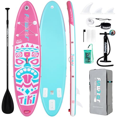 FunWater 8'/10'/10'6"/11'6" Inflatable Stand Up Paddle Board with Premium SUP Paddleboard Accessories, Wide Stable Anti-Sl...