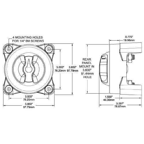 Blue Sea Systems 5511e e-Series Battery Switch Dual Circuit Plus, 32V DC, 350A, Red