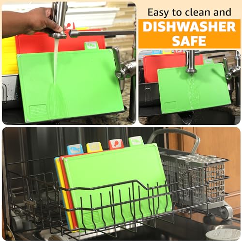 EZTICO Cutting Board Set: 4-Piece Color-Coded, Non-Slip, BPA-Free, Perfect kitchen essentials for new home, Dishwasher Saf...