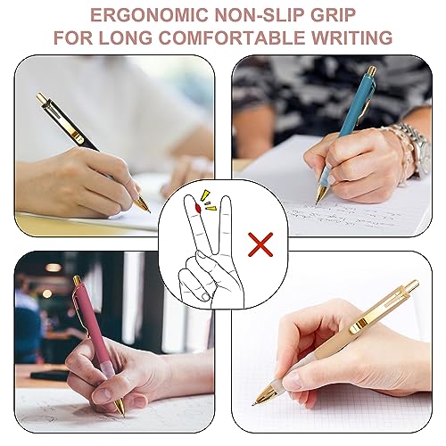 Linbsunne Ballpoint Pens Black Medium Point 1mm Pen with Super Soft Grip Ball Point Pen for Men Women Retractable Pens (go...