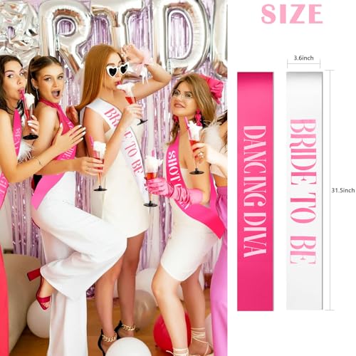 KICOSY 18PCS Hot Pink Bachelorette Party Sashes- Funny & Bold Bridal Party Sashes, Bride to Be & Bridesmaid Gifts for Brid...
