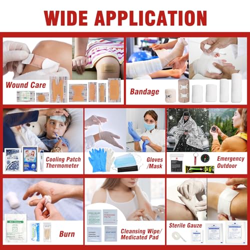 First Aid Kit for Home, Premium 410 Piece Well-Organized Large Medical Kits Survival for Travel Camping Hiking, Premium Wa...
