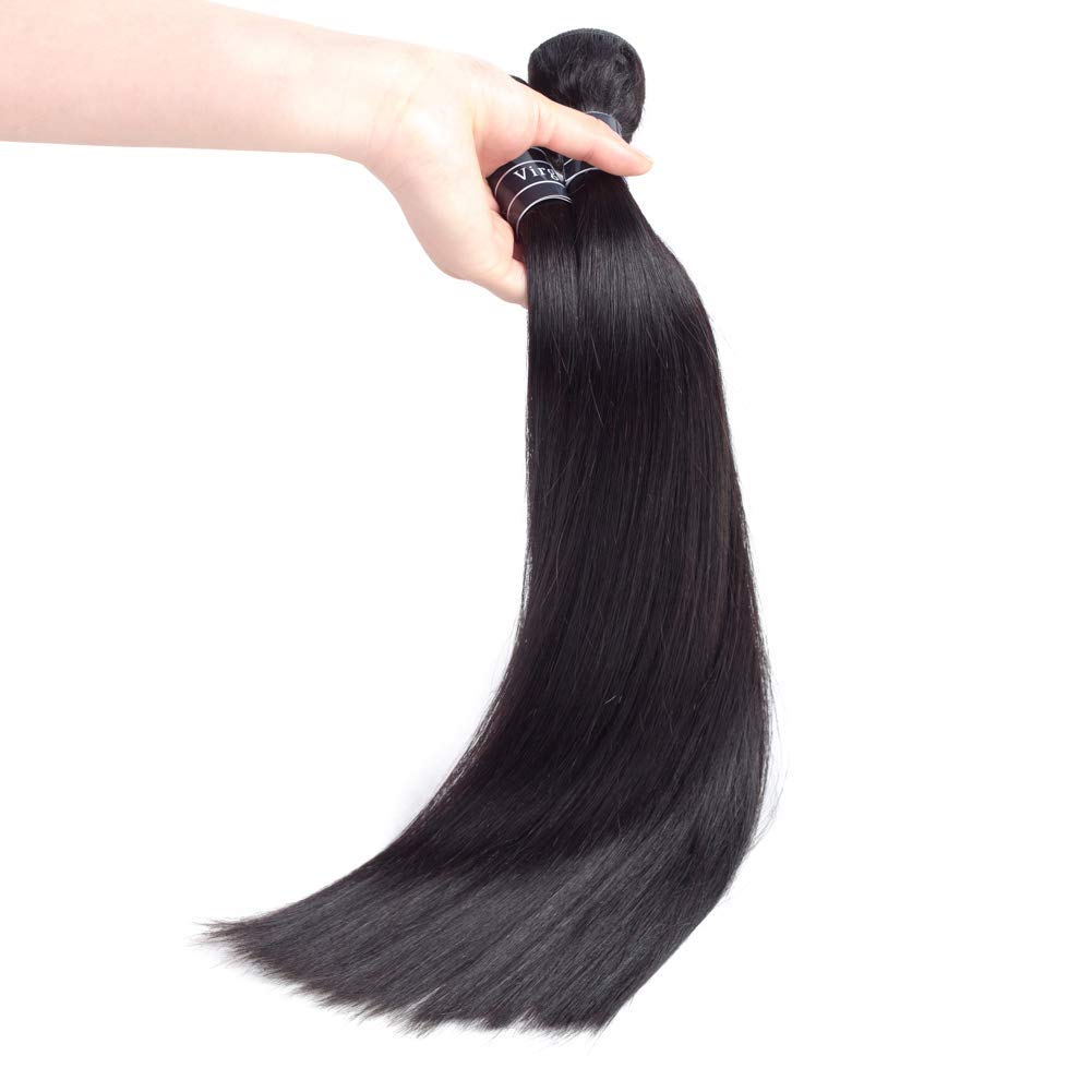 Amella Hair Brazilian Straight Hair Bundles 12inch Human Hair 95g Straight Hair Extensions 100% Unprocessed Virgin