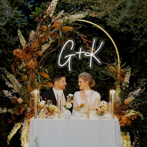 Custom Initials LED Neon Sign for Wedding Neon Light LED Backdrop Wall Decor Personalized Last Name Letter Sign Wedding Re...