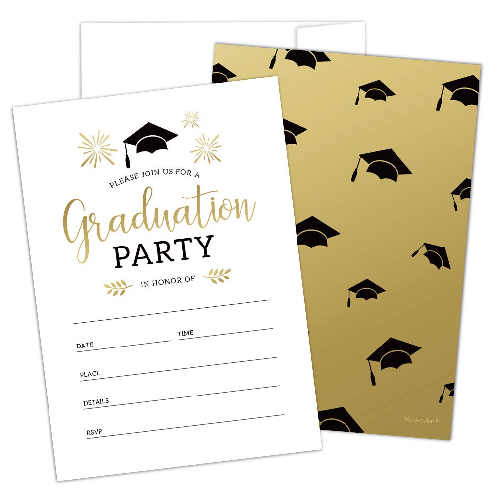 Hat Acrobat 2025 Graduation Party Invitations with Envelopes Graduation Party Announcement Cards for High School or College, 25 Pack (25)