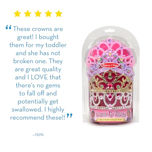 Melissa & Doug Dress-Up Tiaras Play Set for Kids (4-Piece) – Pretend Princess Crowns for Costume Role Play – Preschool Jew...