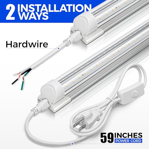 Barrina LED Shop Light, 4FT 40W 5500LM 5000K Daylight White, V Shape, Clear Cover, Linkable with Plug, T8 LED Tube Lights,...