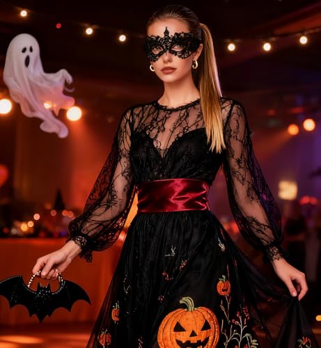 Mordarli Masquerade Mask for Women Lace Eye Mask for Halloween Costume Party