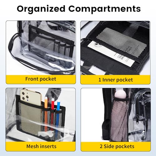 Vorspack Clear Backpack - Heavy Duty PVC Transparent See Through Backpack for College & Workplace