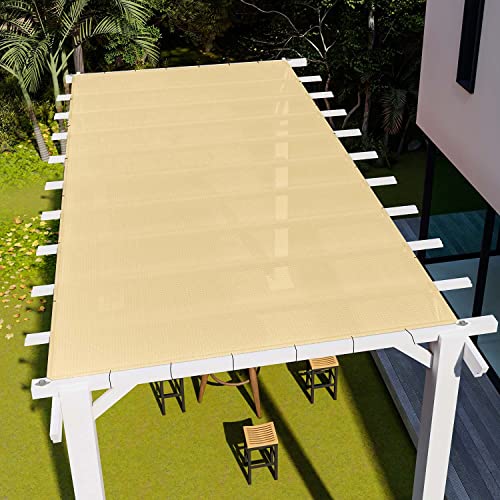 E&K Sunrise 10' x 34' Sun Shade Sail Straight Edge Rectangle Canopy Shade Cover with D-Ring Grommets UV Block for Outdoor ...