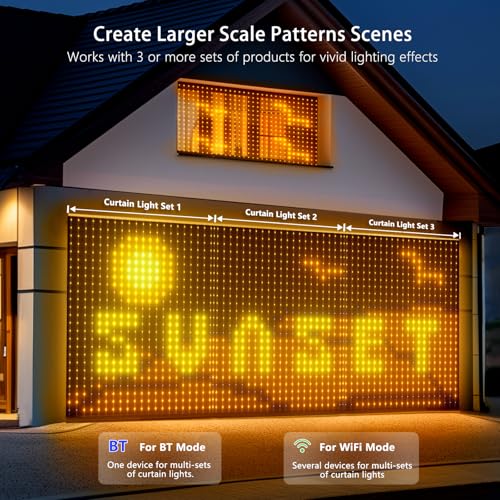 Findpop AI Smart Curtain Lights, 441 LEDs Indoor Color Changing Lights, Music Sync Dynamic DIY, for Valentine's Party Deco...