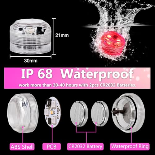 Submersible Led Lights with Remotes, Waterproof Tea Lights Candles Battery Operated RGB Color Changing Small Led Light for...