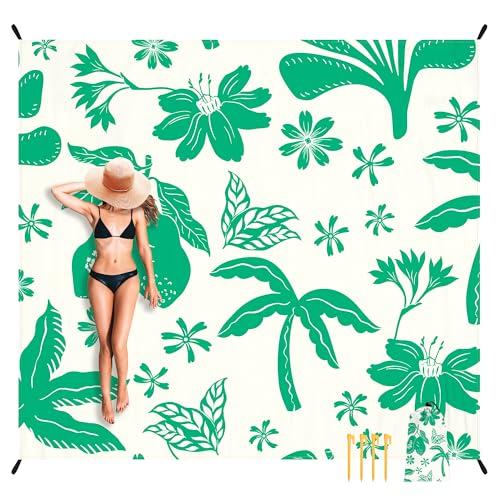 Alarmore Beach Blanket Waterproof Sandproof, 9 Ft X 10 Ft Extra Large Sand Free Beach Mat, Big Compact Lightweight Quick D...