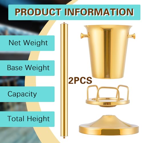 Lallisa 2 Pieces Wine Ice Bucket with Stand Stainless Steel Standing Champagne Ice Bucket Cube Container on Stand for Beer...