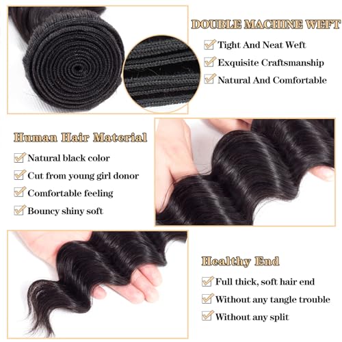12A Loose Wave Bundles Human Hair 14" 16" 18" 300g 100% Unprocessed Brazilian Virgin Hair Loose Deep Wave Human Hair Weave Bundles Natural Color