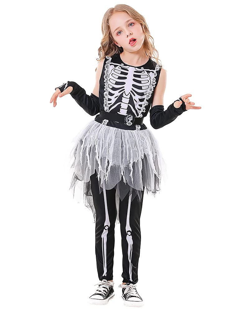 Seasons Halloween Girls Ghostly Skeleton Costume (S(4-6))