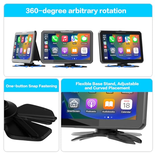 Wireless CarPlay Screen 7" with Voice Contro, Portable Car Stereo with Apple CarPlay, Bluetooth 5.0,Mirror Link,GPS Naviga...