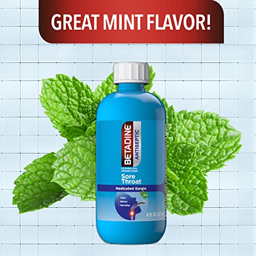 Betadine Antiseptic Medicated Gargle, Povidone-Iodine 0.5%, Treat and Relieve Sore Throat Symptoms, Temporarily Reduces Ge...