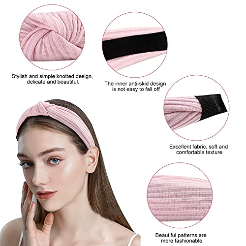 Fishinsea 10 Pack Knotted Wide Headbands for Women Cute Fashion Head Wrap in Solid Color Non-slip Hair Accessories for Dai...