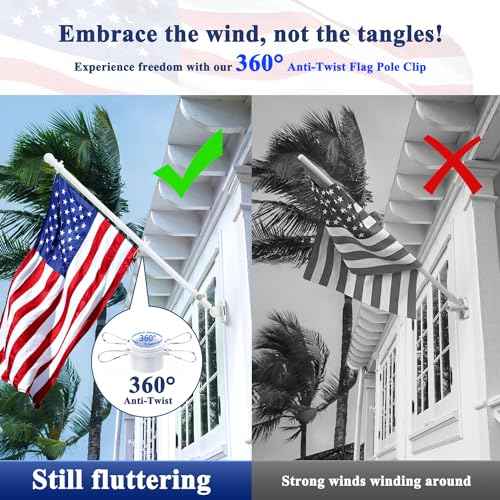 PHITRIC Flag Pole Kit, Tangle Free Spinning Stainless Steel Rustproof Flagpole for 3x5 Sports Fan Outdoor Flags for Outside House (White, 5FT, with Bracket)