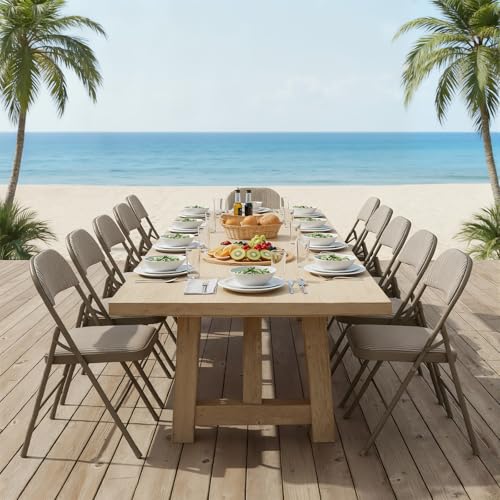 DUMOS 2 Pack Folding Chairs with Padded Cushion and Back - Fabric Stackable Portable Dining Chiars Set, for Home and Offic...