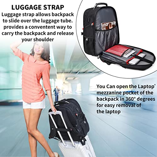 SHRRADOO Extra Large 50L Travel Laptop Backpack with USB Charging Port, College High School Backpack Airline Approved Busi...