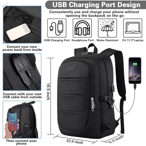 AMBOR Travel Laptop Backpack for Ｍen, 15.6-17.3 inch Laptop Backpack, Anti Theft Business Work Backpack with USB Charging ...