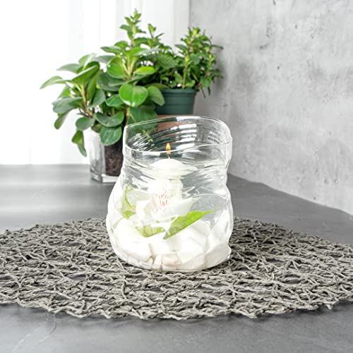 Restaurantware-22 Ounce Unzipped Bag Bowl, 1 Small Glass Bag - Realistic Crinkled Edges, Serve Candy, Popcorn, or Nuts, Clear Glass Bowl, Dishwashable, Flat Base
