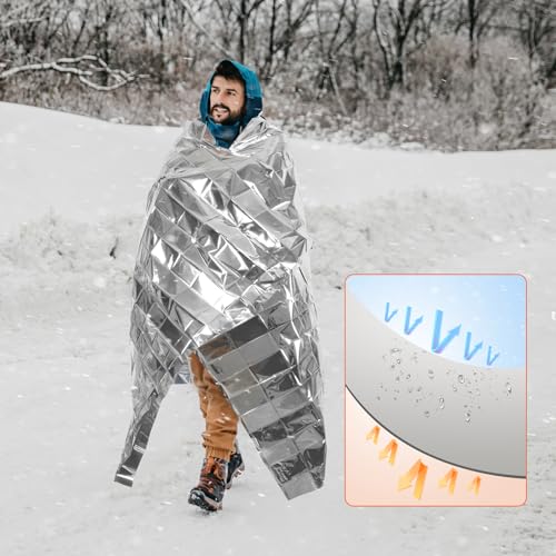 Frocopo 6 Pack Emergency Mylar Blanket, Emergency Blanket Space Blanket Survival Rescue Insulating Reflective foil kit Out...