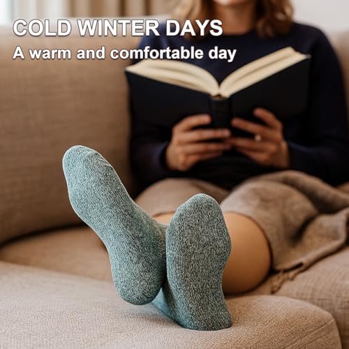 3Pcs Thermal Knit Boot Socks for Women- Soft Fuzzy Crew Socks for Winter, Warm Wool-Like Blend, Cozy Fall & Cold Weather E...