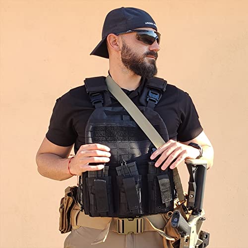 YAKEDA Tactical Battle Belts for Men- Quick Release Trigger Airsoft Belt Heavy Duty Belts with Pouches 7 PCS