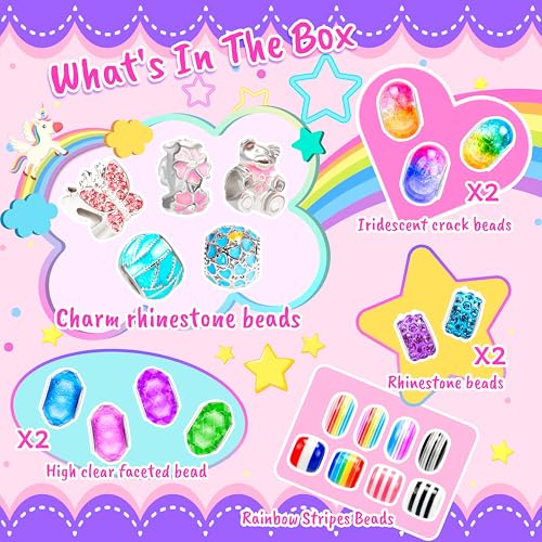 AMAZING TIME 130 Pcs Charm Bracelet Making Kit, Jewelry Toy for Girl Age 8-12 Beads Craft Set for 5 6 7 8 9 10 11 12 Year ...